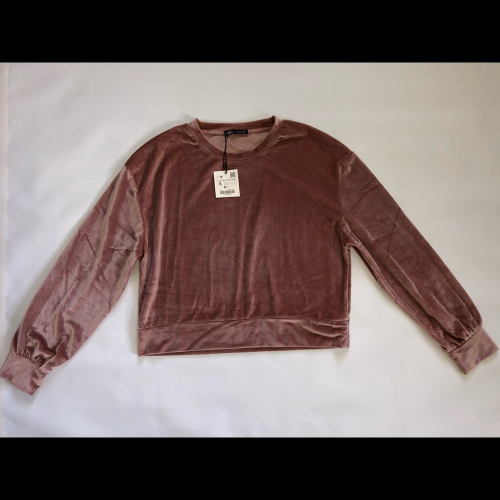 Zara Pink Velvet Sweatshirt